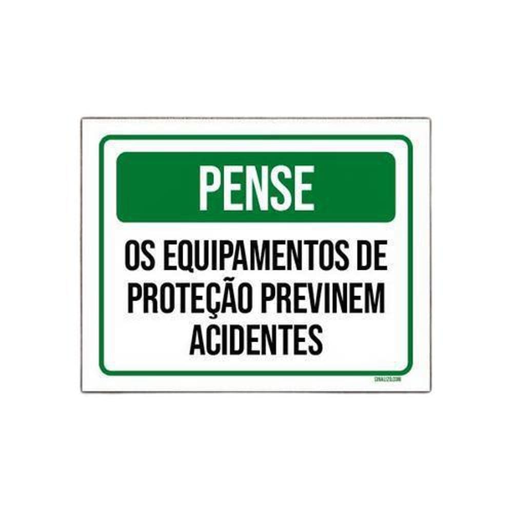 Kit 10 Placas Pense Equipamentos Proteção Acidentes