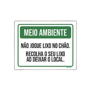 Placa Meio Ambiente Não Jogue Lixo No Chão 18X23