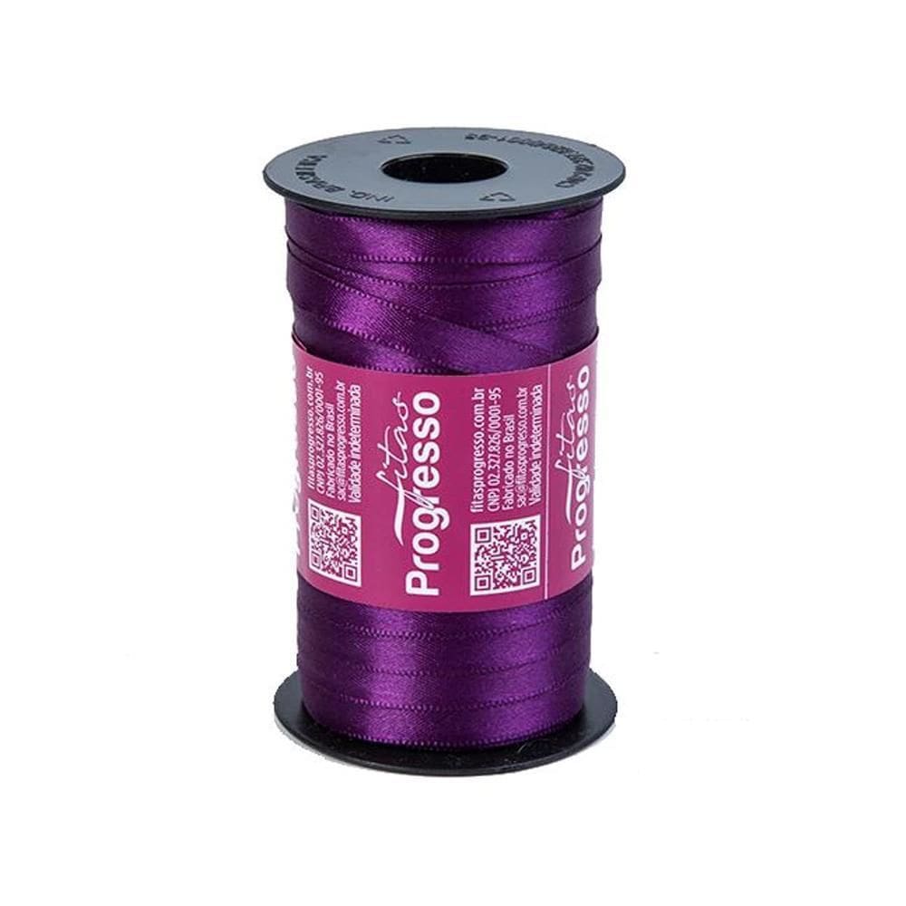 Fita De Cetim Progresso 7Mm Com 100 Metros Violeta