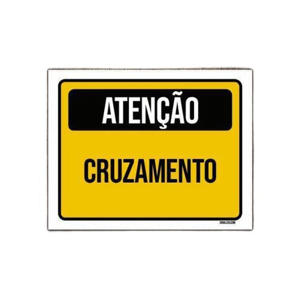 Kit 3 Placas Sinalização Atenção Cruzamento