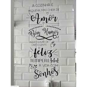 Adesivo Decorativo Frase A Cozinha Bom Humor E Feliz E Amor