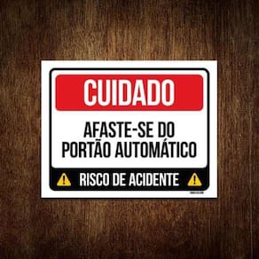 Kit 3 Placas Cuidado Afaste-Se Portão Automático