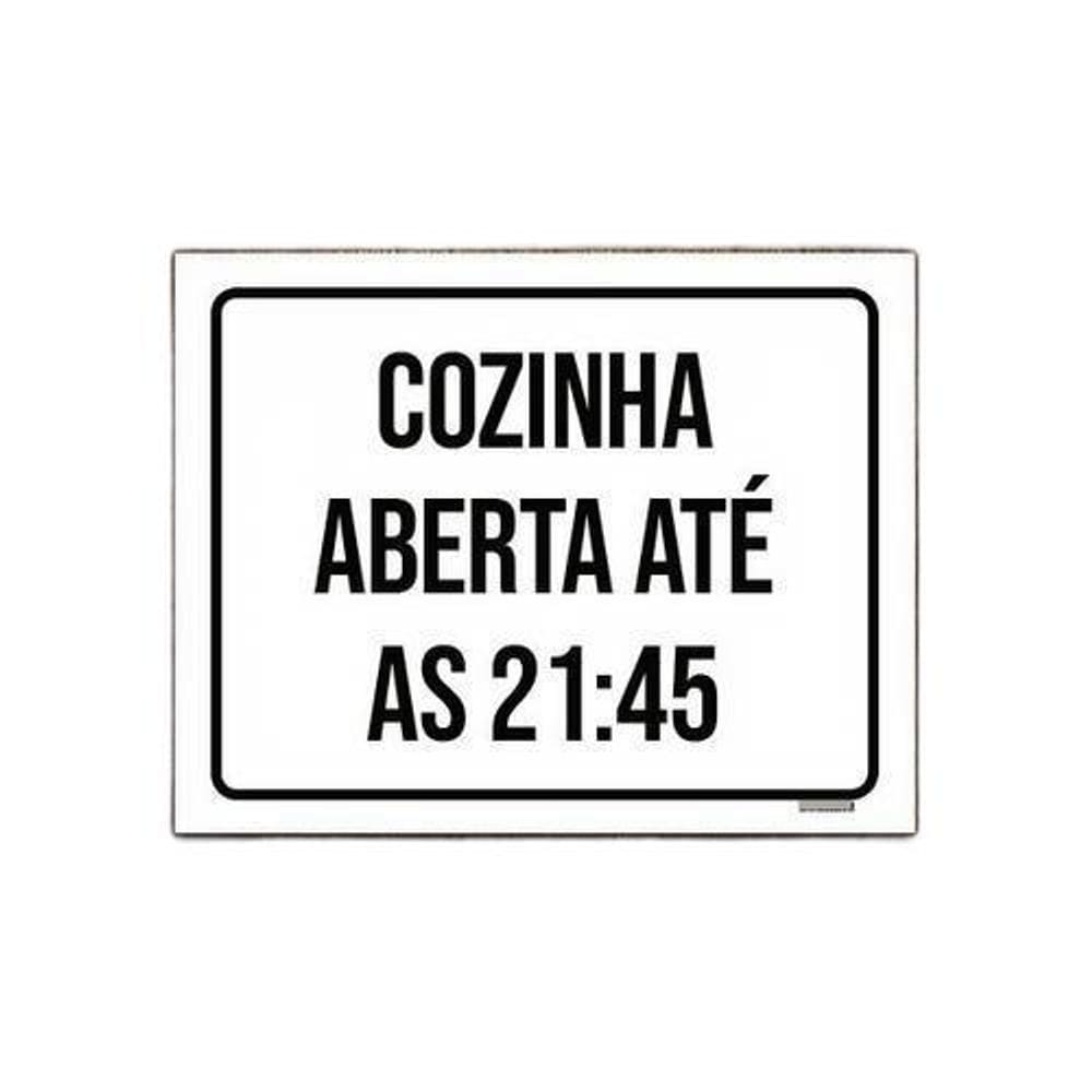 Kit 3 Placa Sinalização - Cozinha Aberta Até As 21H45