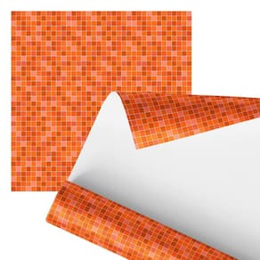 Papel De Parede Adesivo Azulejo Pastilha Laranja 2,80M