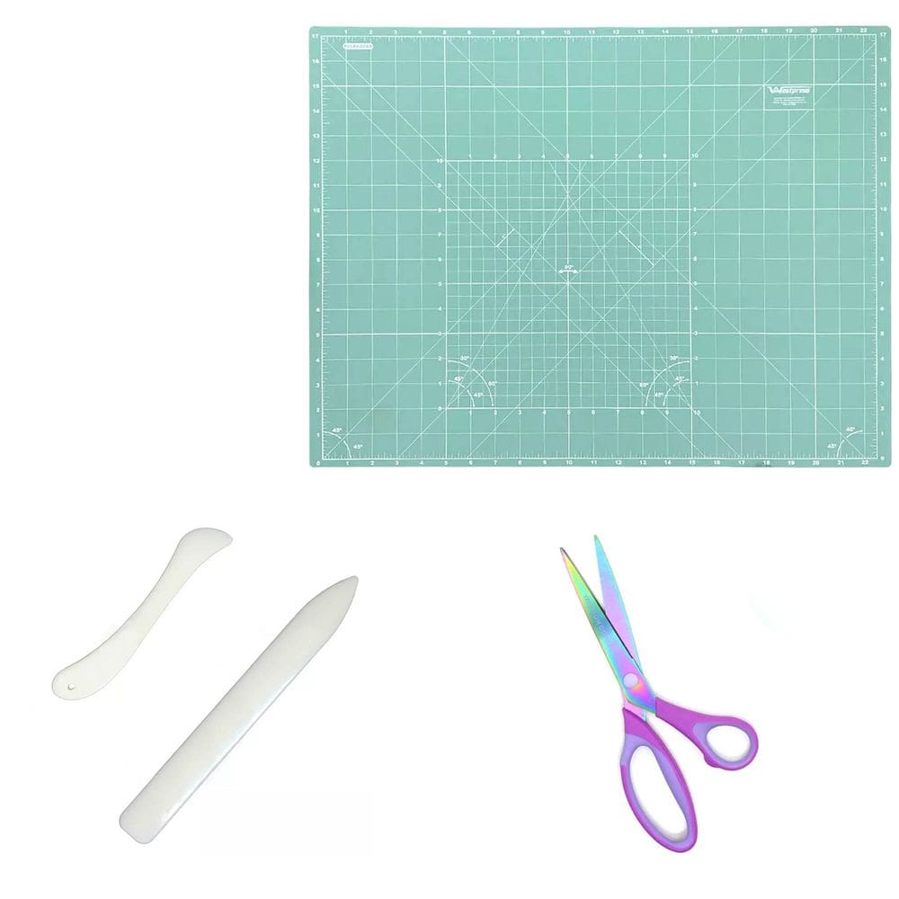 Base De Corte Turquesa 60x45cm + Vincador + Tesoura Titanium