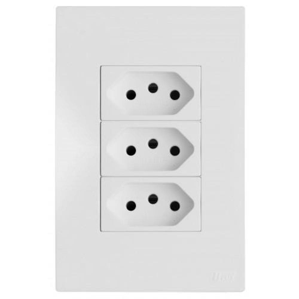 Conjunto Tomada Tripla 10A 4X2 Branco Satin Brs12187-8Br