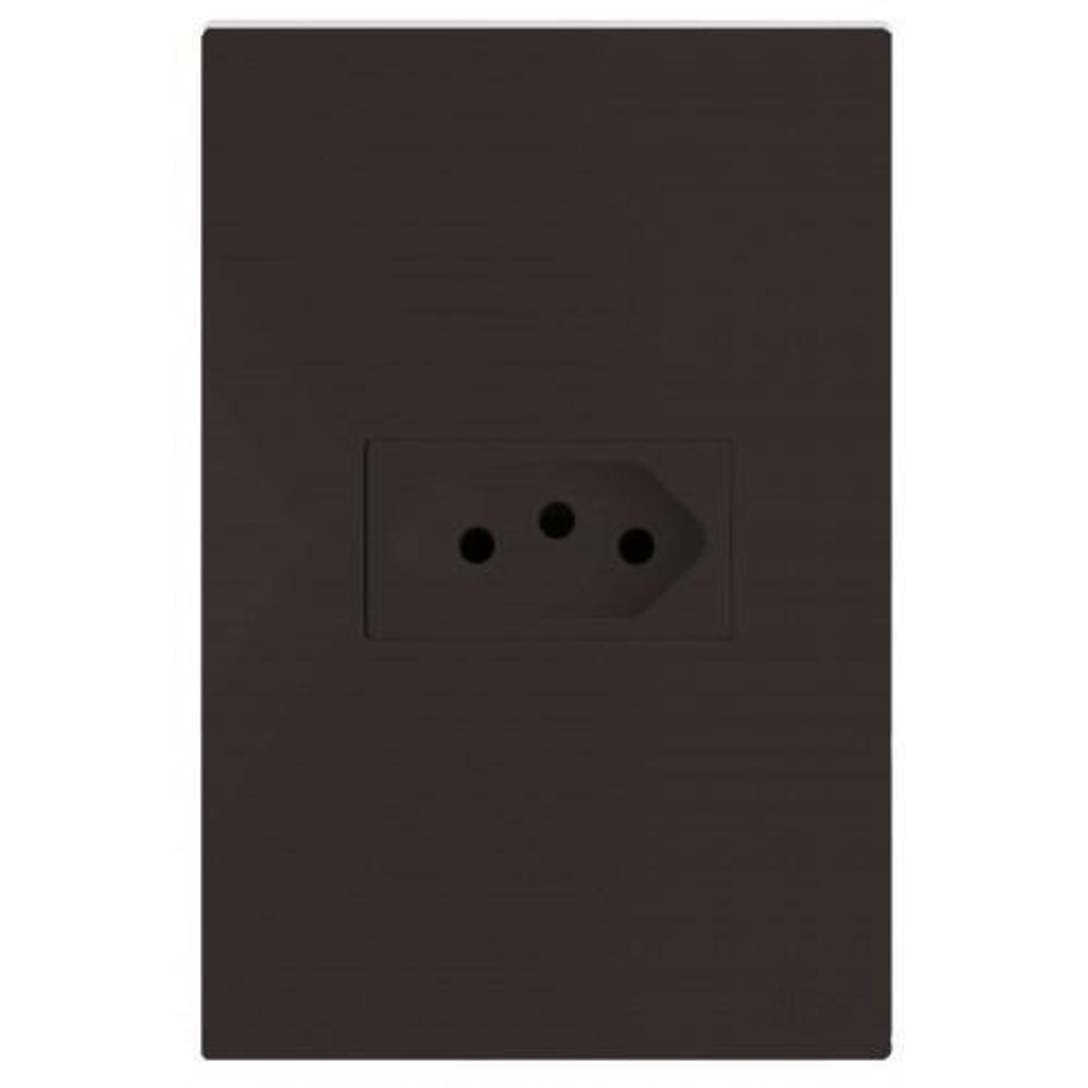 Tomada 10A Horizontal 4x2 - Chocolate Fosco - BRS12155-1CH