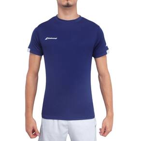 Camiseta Babolat Play Neck Tee Azul e Branca