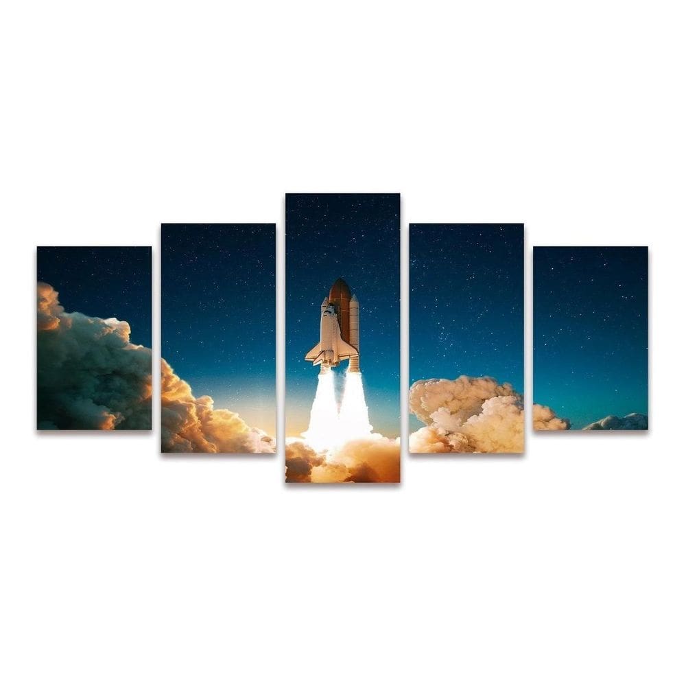 Kit Quadros Mosaico Decorativo Sala Nasa Espaço Foguete