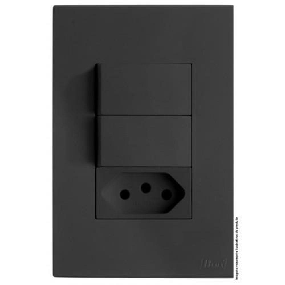 Kit Interruptor Duplo Simples + Tomada 10A 4X2 Brs12242-4Gf