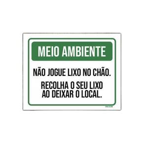 Placa Meio Ambiente Não Jogue Lixo No Chão 18X23