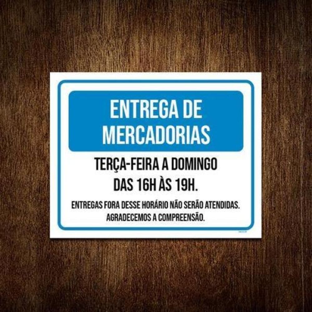 Kit 3 Placas Sinalização - Mercadorias Terça Domingo