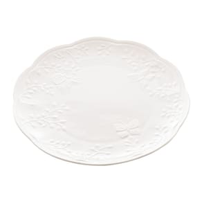 Prato Raso de Porcelana New Bone Butterfly Flower Branco 27cm Lyor