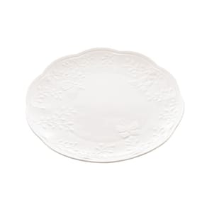 Prato Raso P/Sobremesa de Porcelana New Bone Butterfly Flower Branco 19cm Lyor