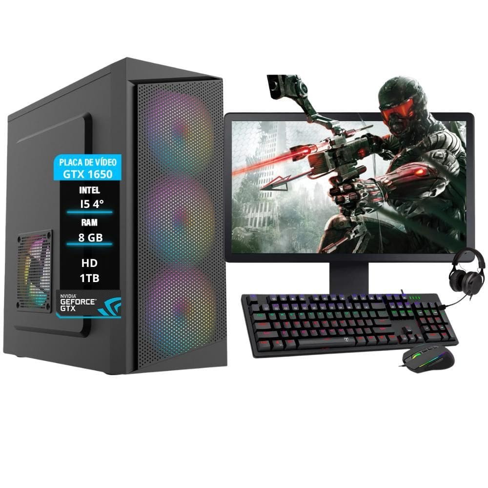 Pc Gamer Completo Intel I5 4º Geração Gtx 1650 Mem. 8Gb Hd