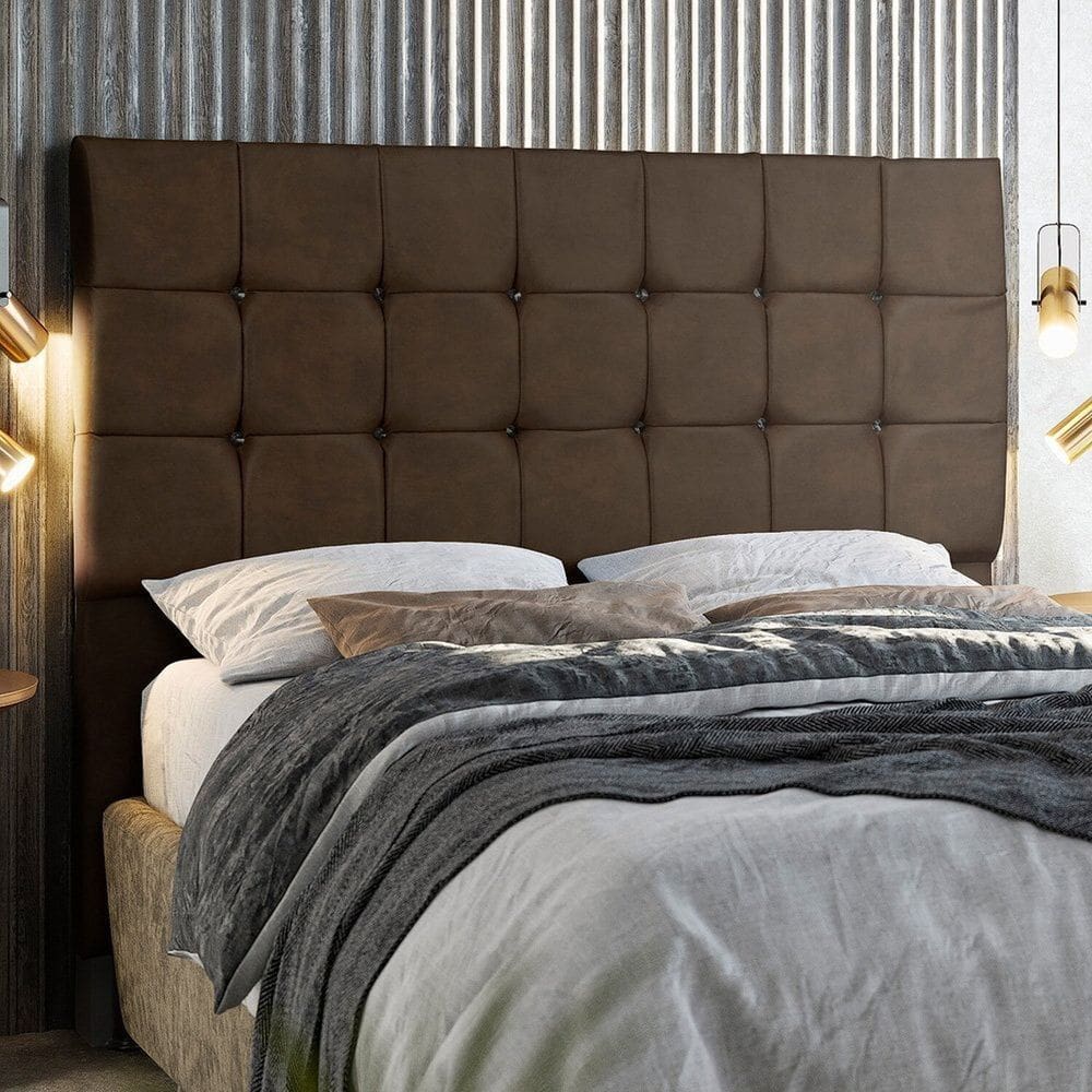 Cabeceira Dubai 140 Cm Casal com Strass Marrom