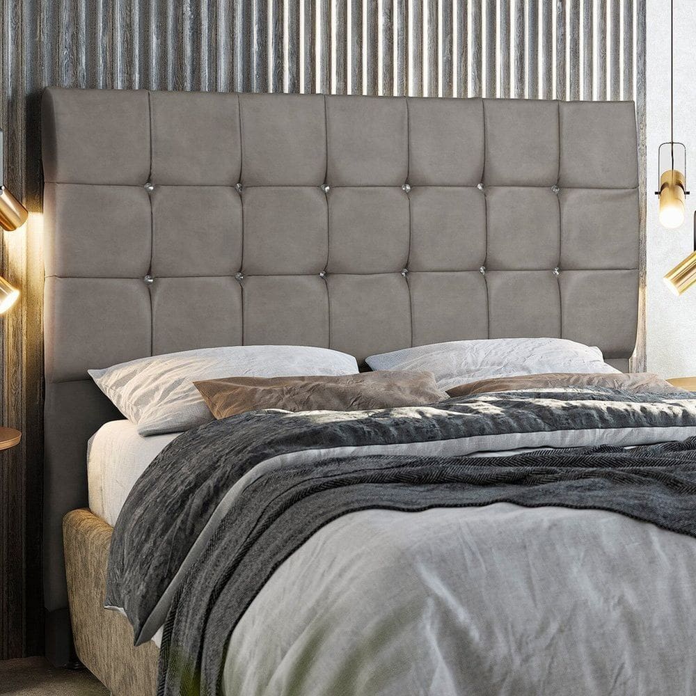 Cabeceira Dubai 140 Cm Casal com Strass Bege