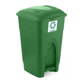 Lixeira Cesto Pedal 30l Coleta Seletiva Reciclagem Verde