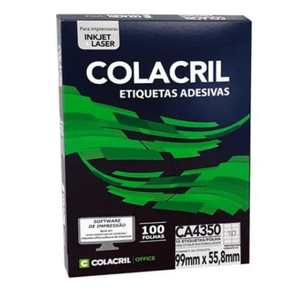 Etiqueta Inkjet E Laser A4 Ca4351 2120x3810x5Mm 100 Folhas