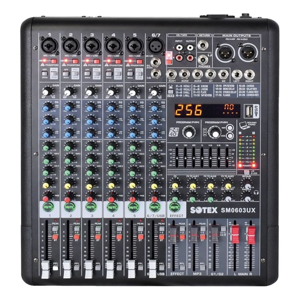 Mesa De Som Sotex Profissional 6 Canais Bluetooth Bivolt