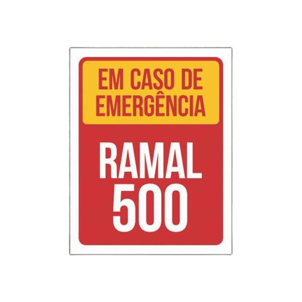 Placa Em Caso De Emergência Ramal 500 Segurança Aviso