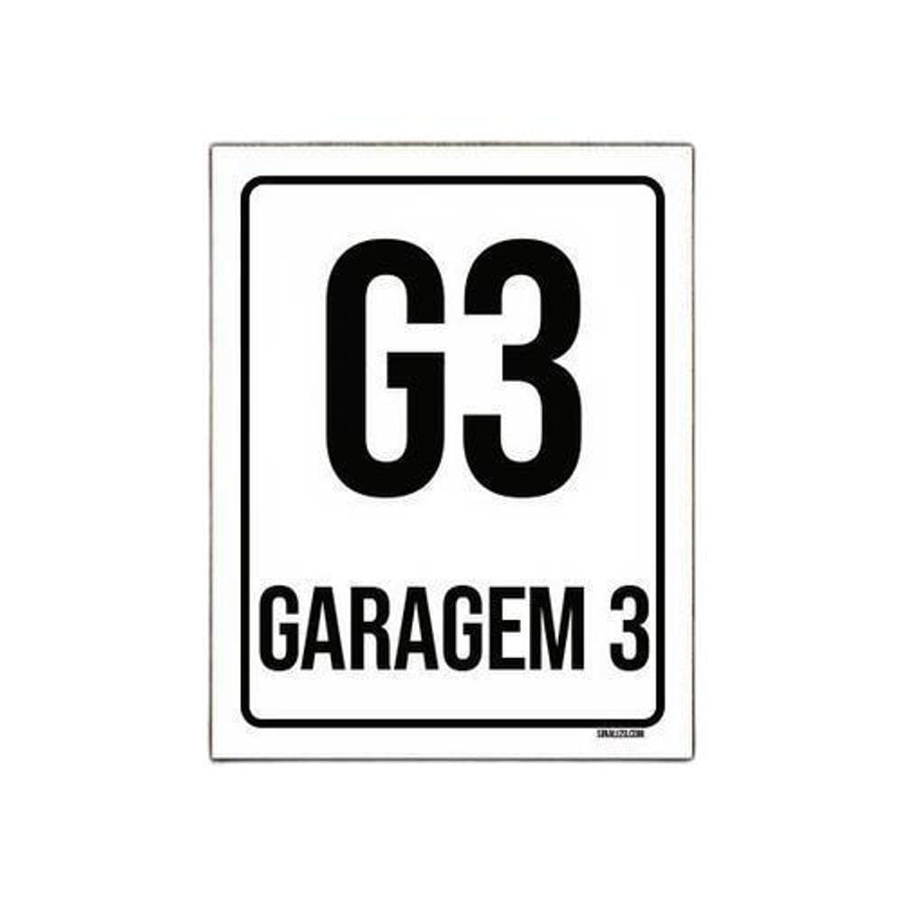 Kit 5 Placas Sinalização Ambiente Indicativo G3 Garagem 3