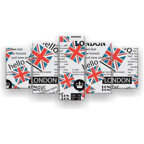 Quadro Decorativo Mosaico 5 Peças London Coroa