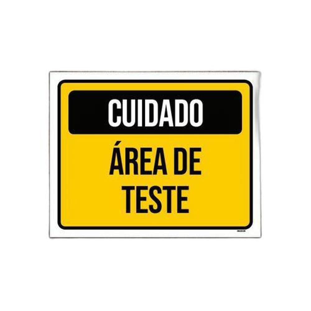 Kit 5 Placas De Sinalização Cuidado Área De Teste