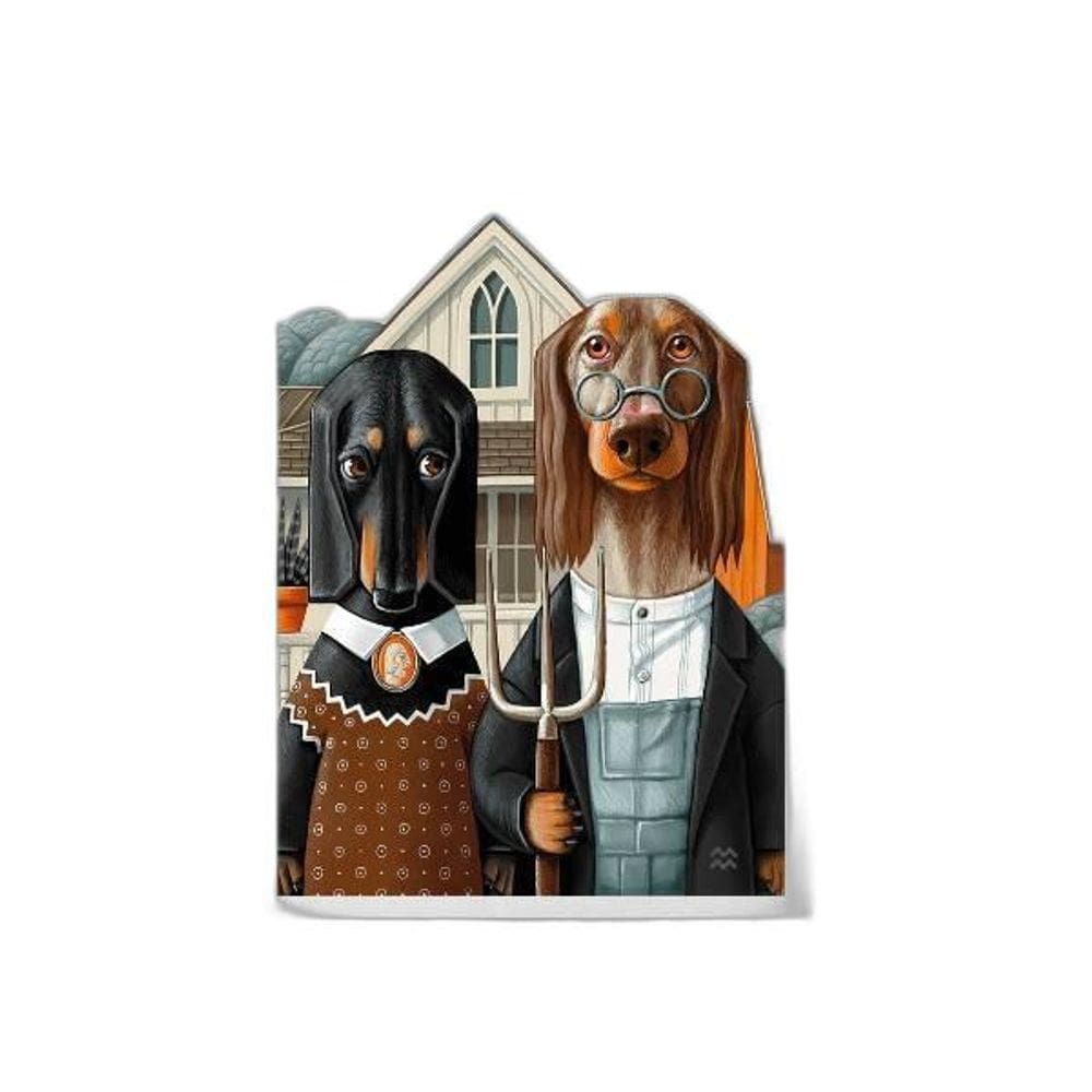 Quadro Senhor E Senhora Dachshund 45X34Cm Moldura Branca