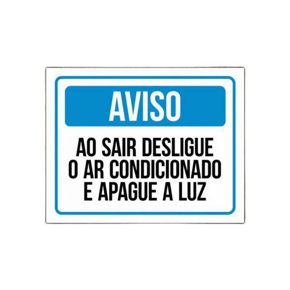 Placa Aviso Ao Sair Desligue O Ar Condicionado E Apague Luz