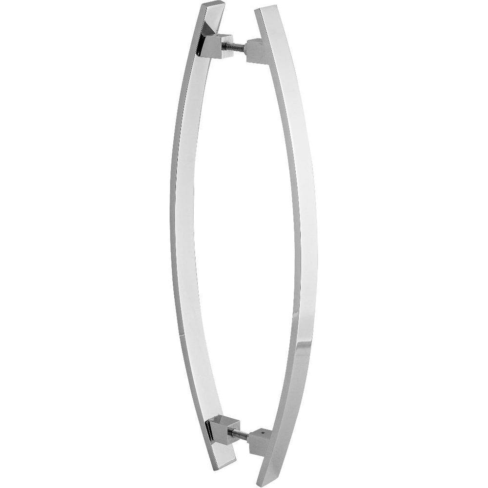 Puxador De Porta Barra Chata Curvo Arco Cromado 60cm