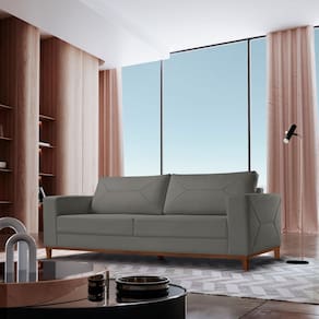 Sofá 3 Lugares Bouclê 220 Cm Roma Cinza