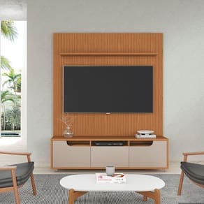 Conjunto Rack Jersey 160cm com Painel Siena 160 Cm Cedro / Off White