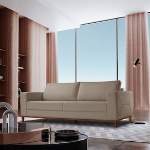 Sofá 3 Lugares Linho 220 Cm Roma Cinza