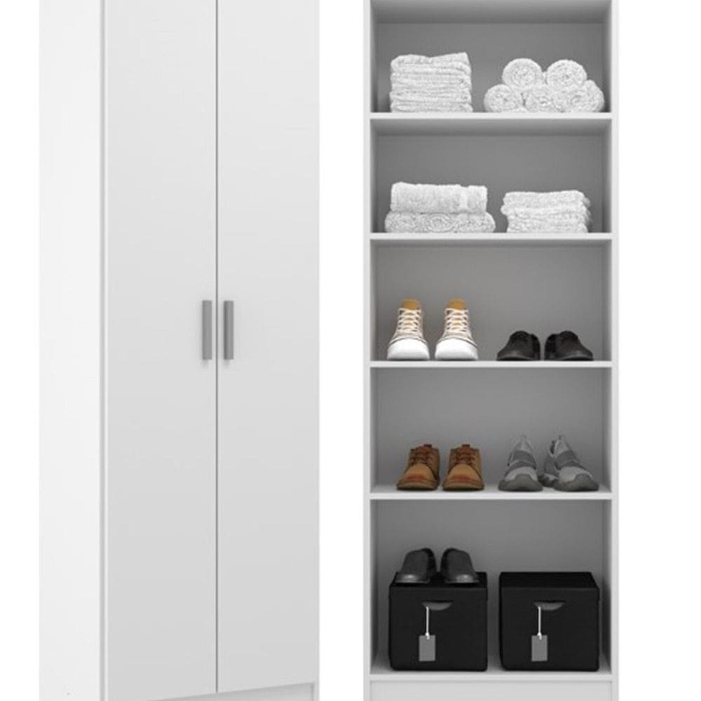 Armário Multiuso 2 Portas 5 Prateleiras Branco