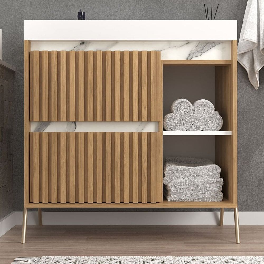 Gabinete de Banheiro 80cm com Lavatório Ref 890 Itapuã/Thassos