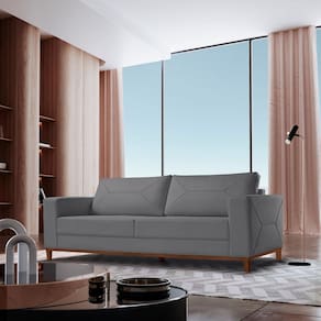 Sofá Roma 3 Lugares Veludo 2,20cm X 90cm X 85cm Cinza