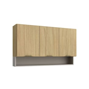 Armário de Cozinha com 3 Portas e 1 Nicho Ibiza Louro Freijó / Cinza