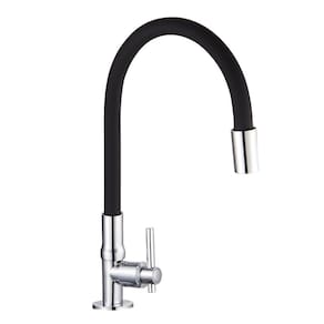 Torneira Metal Cozinha Bancada Flexível Alavanca Linha Metal Preto
