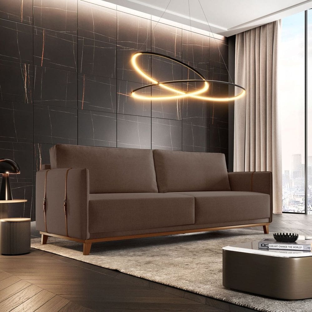 Sofá 3 Lugares Bouclê 236 Cm Dubai Marrom