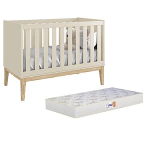 Berço Americano Classic com Pés Madeira Natural e Colchão D18 - Reller Móveis