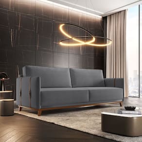 Sofá 3 Lugares Veludo 156 Cm Dubai Cinza