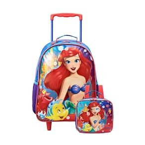 Kit Escolar Mochila De Rodinha + Lancheira Ariel Sereia