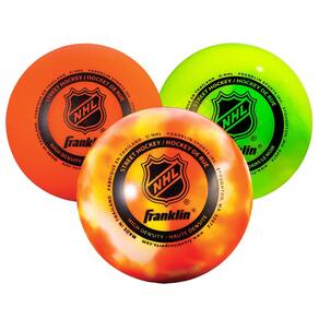 Pacote com 3 bolas de hóquei de rua Franklin Sports NHL com bolsa