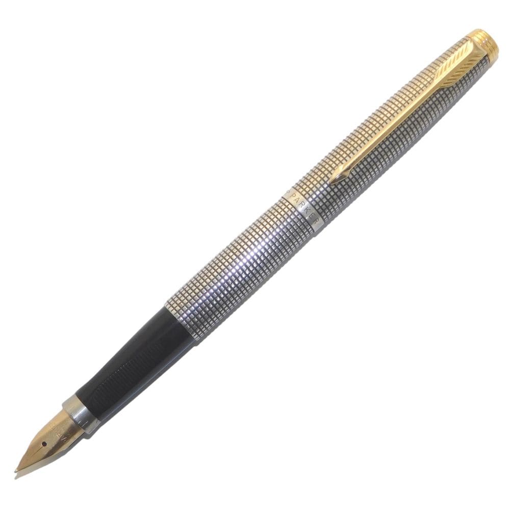 Caneta Tinteiro Parker 75 Prata Esterlina Ouro 14K F Nos