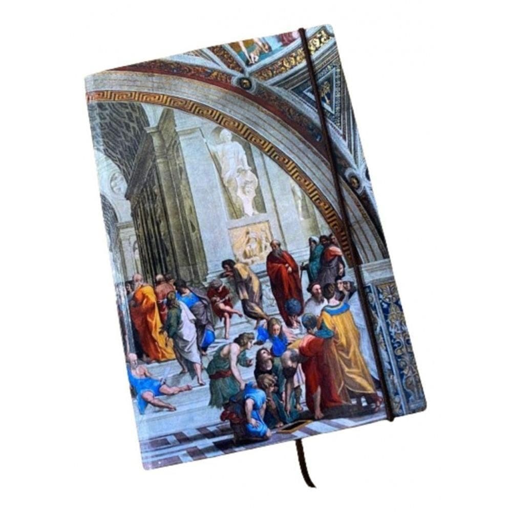 Caderno Sketchbook Grande Capa Escola De Atenas Rafael Sanzio 21x14cm Miolo Sem Pauta Para Desenhar