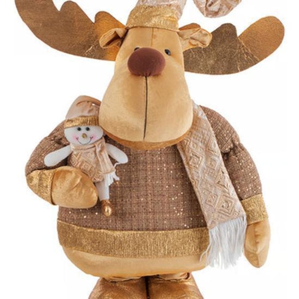 Rena De Natal Extensível 132Cm Dourada - Decoração Natalina