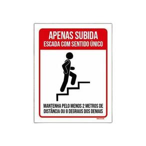 Kit 10 Placas Apenas Subida Escada Sentido Único Distancia