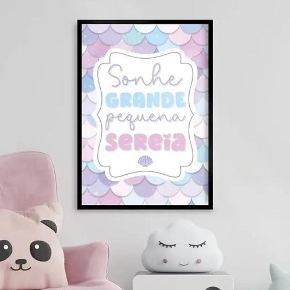 Quadro Sonhe Grande Pequena Sereia 33X24Cm - Com Vidro