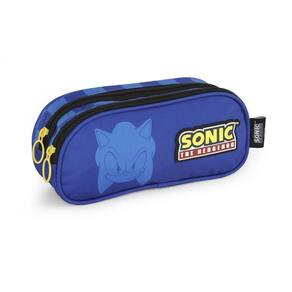 Estojo 2 Divisórias Escolar Sonic The Hedgehog Azul Luxcel